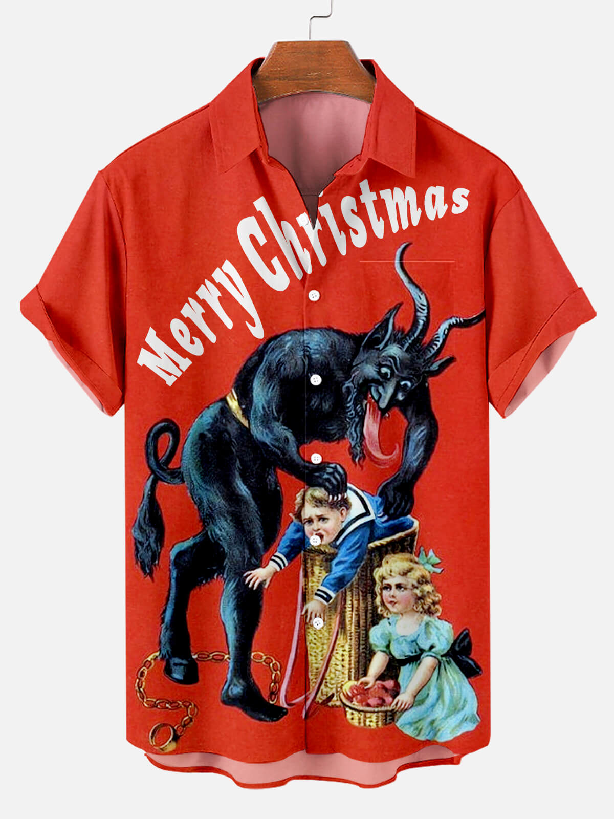 Men's Christmas Print Short Sleeve Shirt PLUSCLOTHESMAN