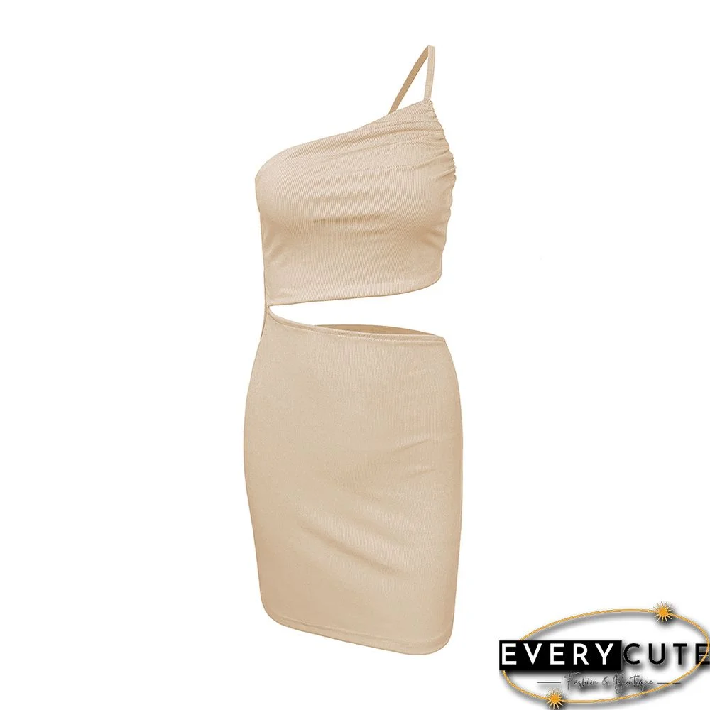 Apricot Waist Cut-out Ribbed Mini Bodycon Dress