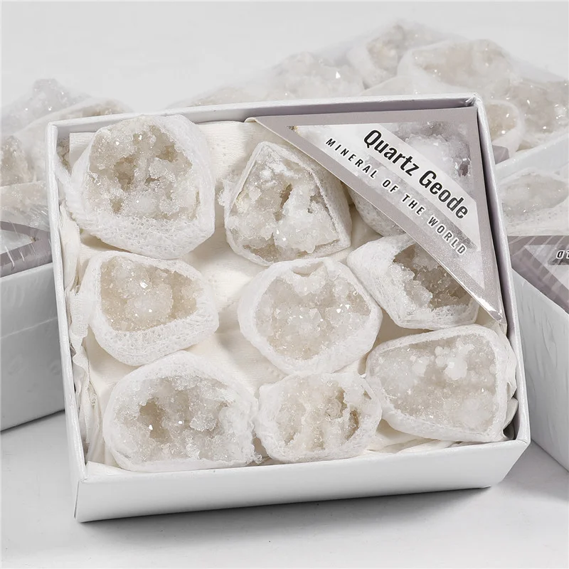 Natural white cluster rock specimen healing crystal quartz stone raw stone mineral collection set