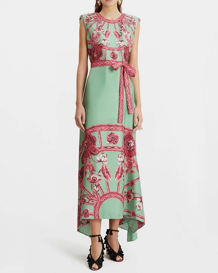 Women's Fashionable Loose Sleeveless Printed Dress