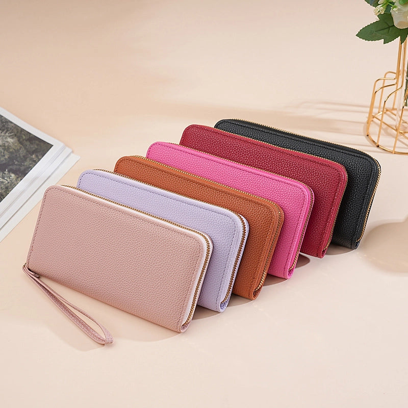 Women's Solid Color Pu Leather Zipper Wallets
