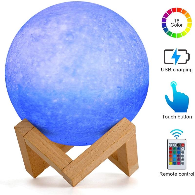 

3D Printed Moon Light Bedroom Night Lamp Smart Home Kid Room Decoration, 501 Original