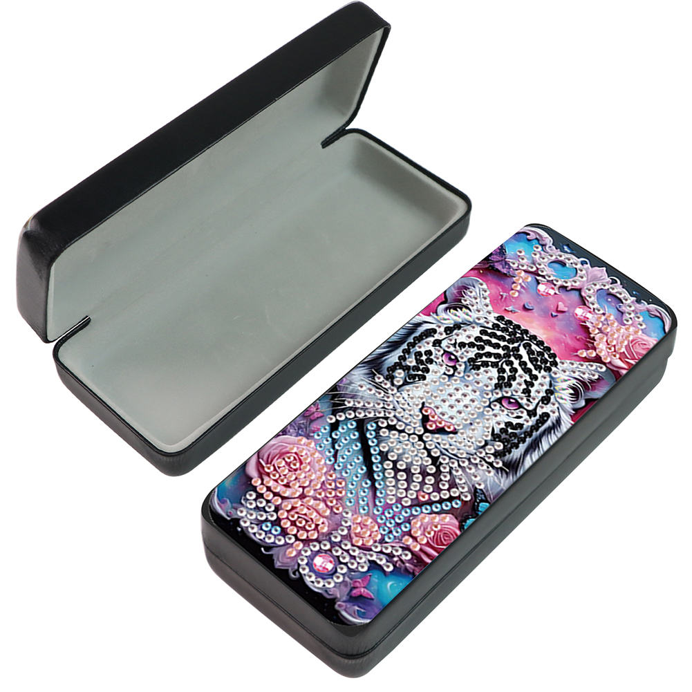 Tiger Leather DIY Handmade Diamond Painting Sunglasses Storage Box for Art Craft