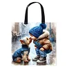 Boy And Dog-11CT DIY Stamped Cross Stitch Shopping Bag 40*40cm