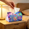 (24cm)Diamond Art Tissue Box Cover DIY PU Desktop Organizer Large(Flower)