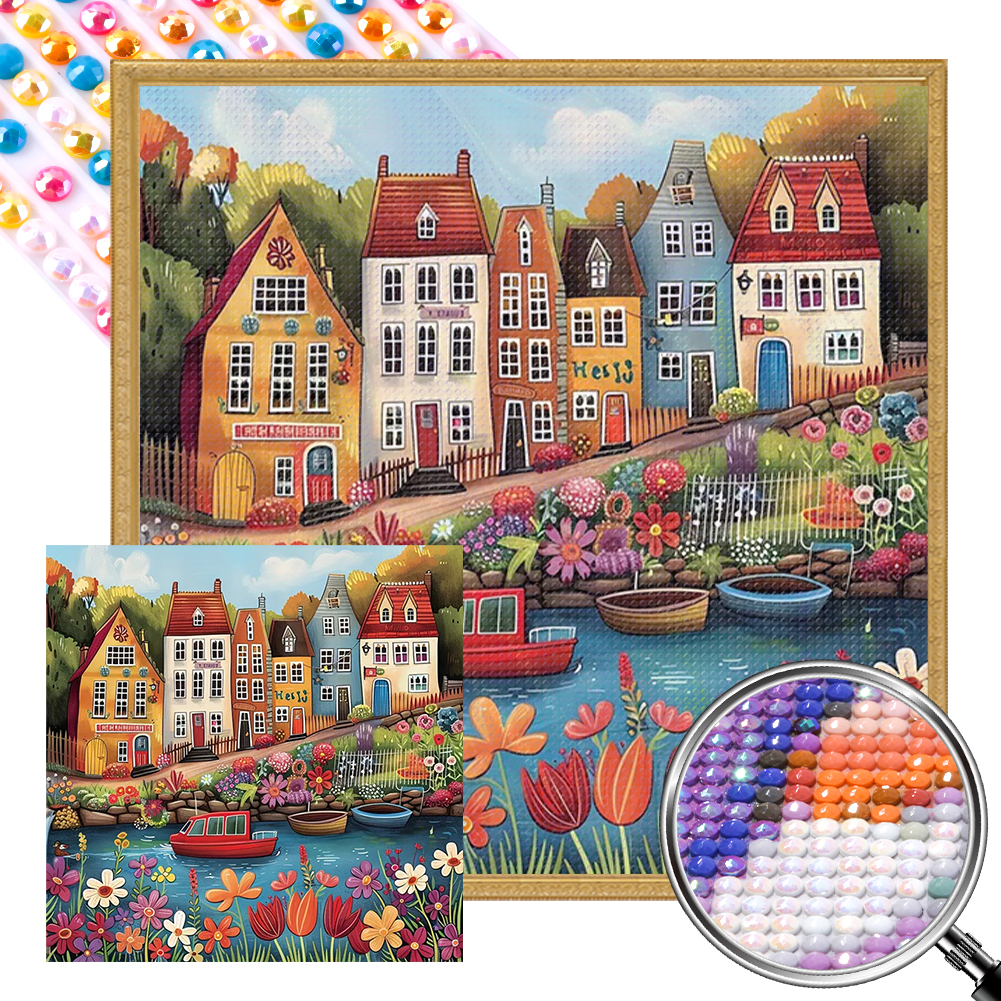 Flowers In Mountains And Rivers 40*40cm(picture) full round drill diamond painting with 3 to 5 colors of AB drills
