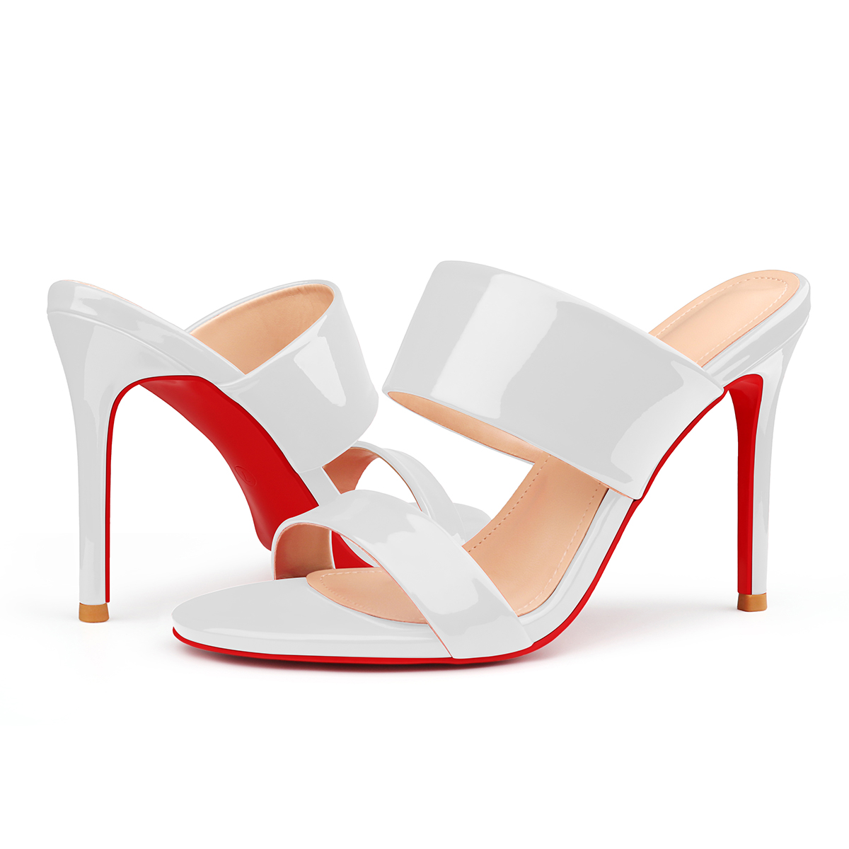 100mm Women's Sandals Red BottomPatent Heels Slip on Stilettos-MERUMOTE