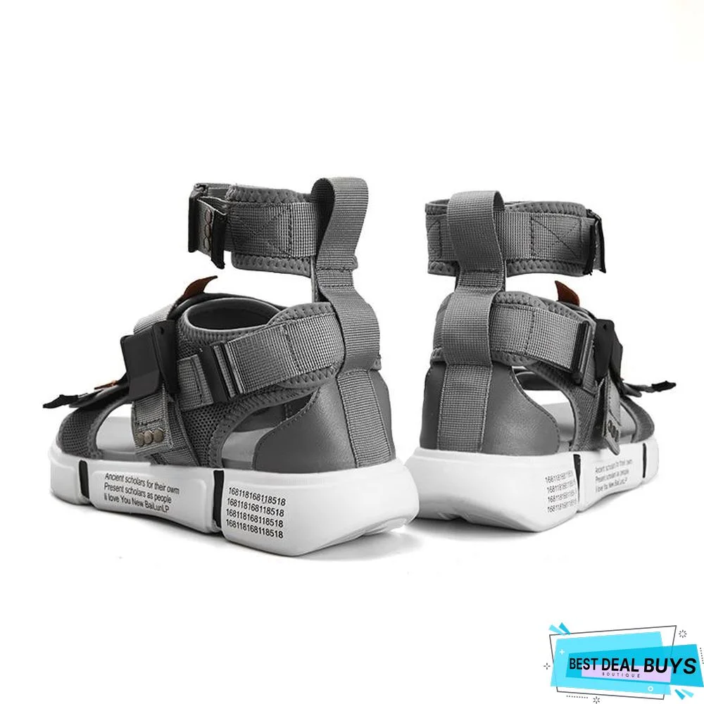 Mens Gladiator Sandals Open Toe Platform Beach Sandals Boots Rome Style Canvas Shoes