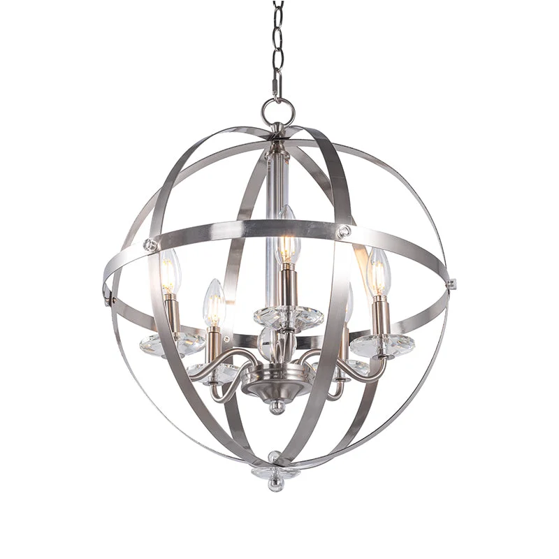 5-Light Globe Chandelier Candle Style Pendant Lighting