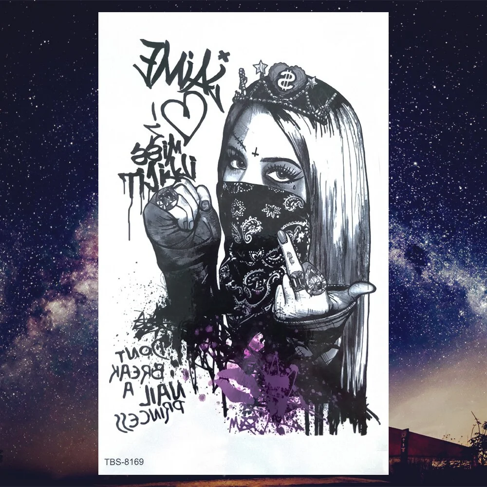 Sdrawing Henna Fake Temporary Tattoos For Men Women Black Creative Wolf Tattoo Sticker Geometric Tribe Owl Skeleton Tatoos Body Arms