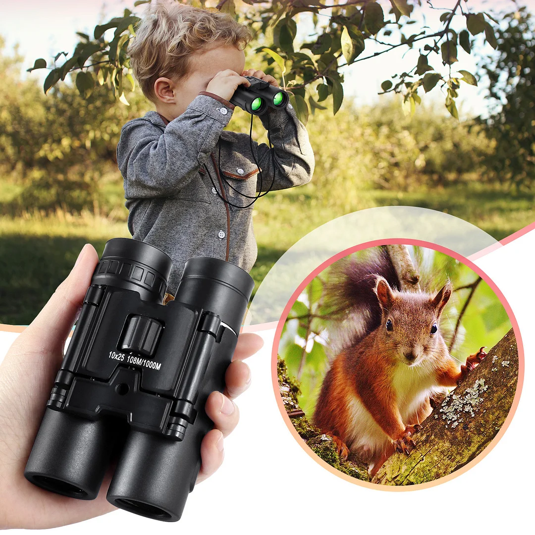 BEBANG 10x25 Binoculars for Kids Adults, Waterproof Small Compact Lightweight Folding Mini Pocket Binoculars for Bird Watching Hiking Travel Concerts Theater Opera