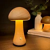 Mushroom Table Lamp Night Light Wooden LED Mushroom Touch Lamp Dimmable Bedside Lamp Eye Protection Atmosphere Lamp 600mAh USB Rechargeable Cute Lamp for Kids Adult Bedroom Living Room (A)
