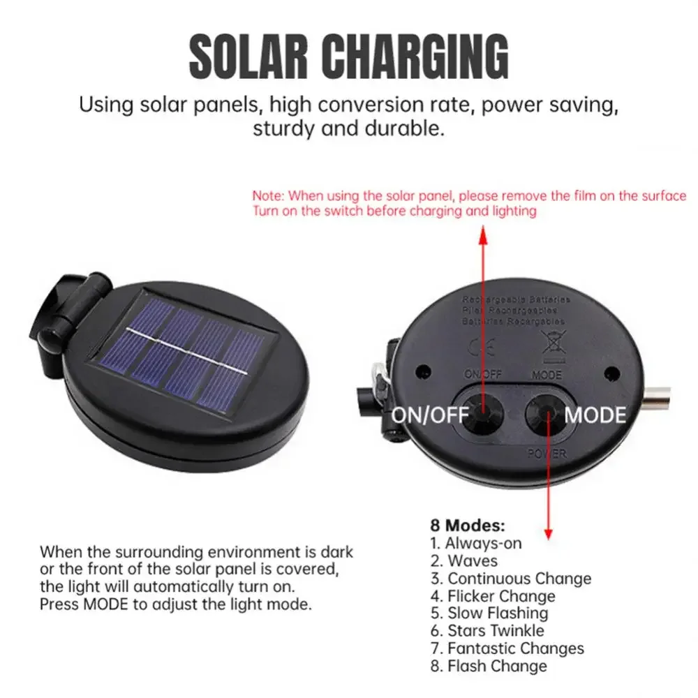 Tegooe Waterproof Solar Garden Starburst Fairy Lights - 8 Lighting Modes