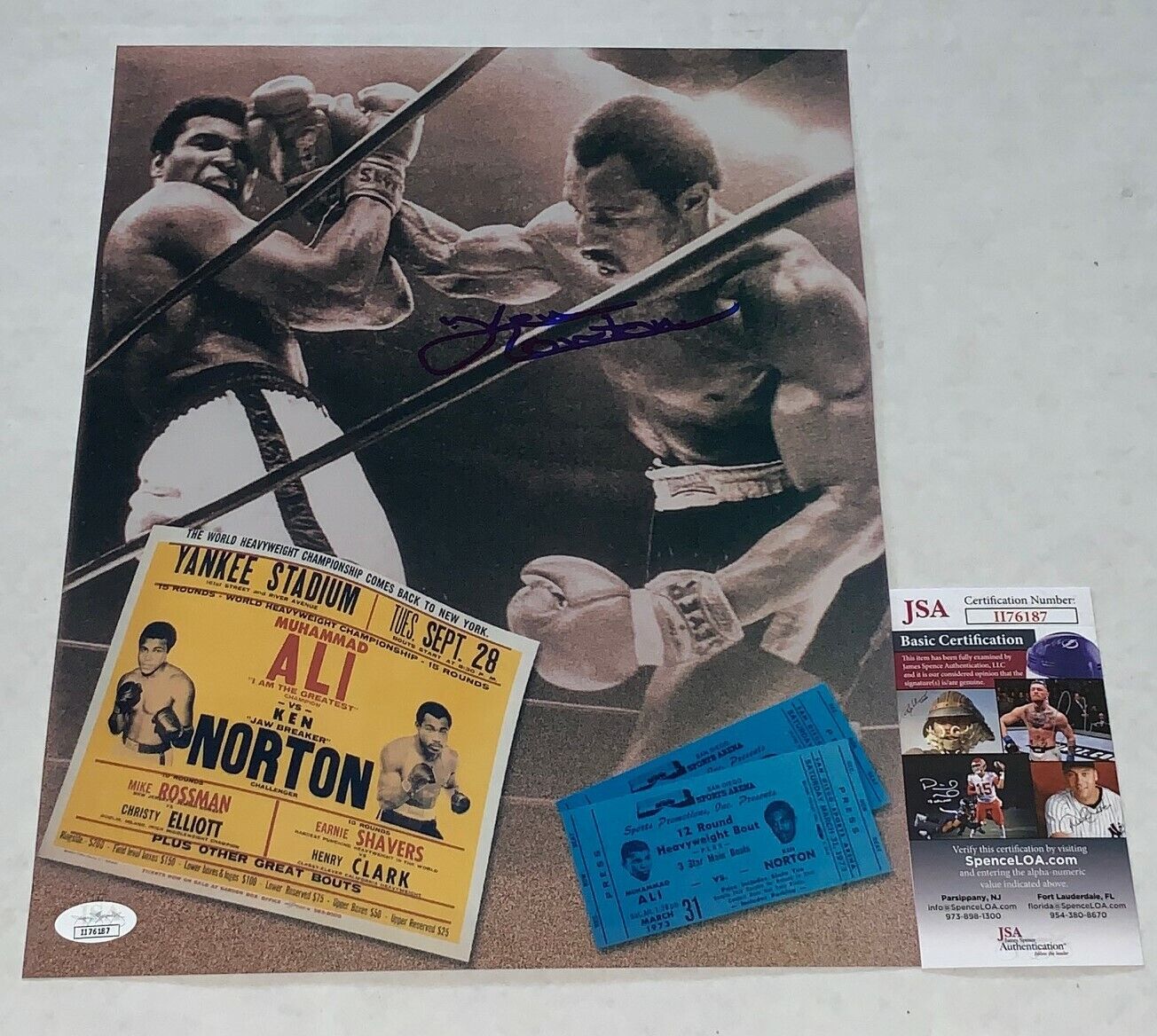 Ken Norton Boxing signed vs. Ali 11x14 Photo Poster painting autographed Yankee Stadium 2 JSA