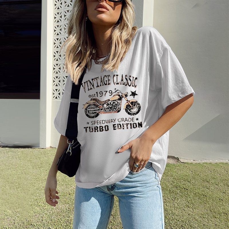   Vintage Classic Est 1979 Motorcycle Print T-shirt - Neojana