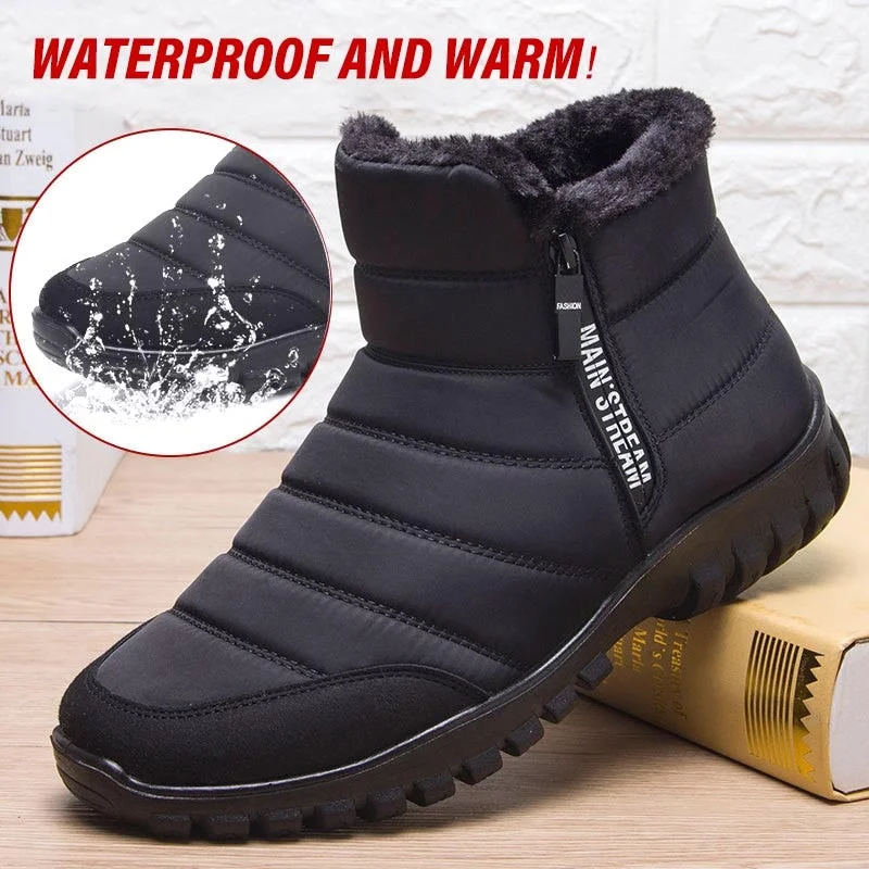 Men Winter Snow Boots Male Fur Ankle Boots Men Shoes Warm Plush Men Outdoor Work Shoes Unisex Waterproof Winter Boots Plus Size