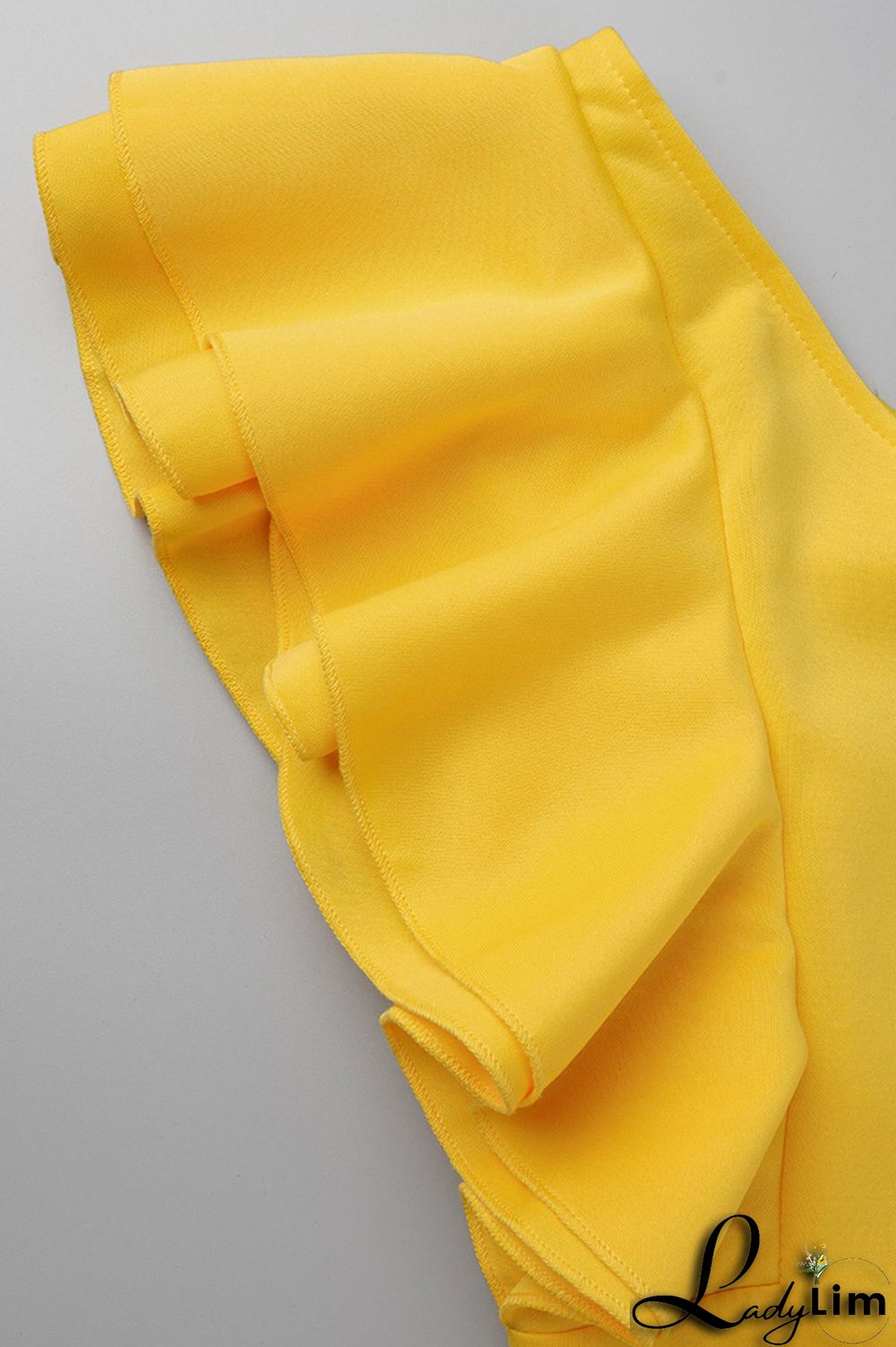 Yellow Fashion Sexy Solid Patchwork Backless One Shoulder Evening Dress