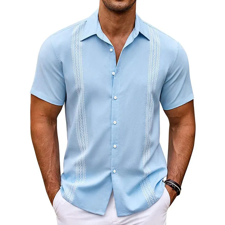 Men's Casual Printed Single Breasted Short Sleeve Shirt 82996209Y