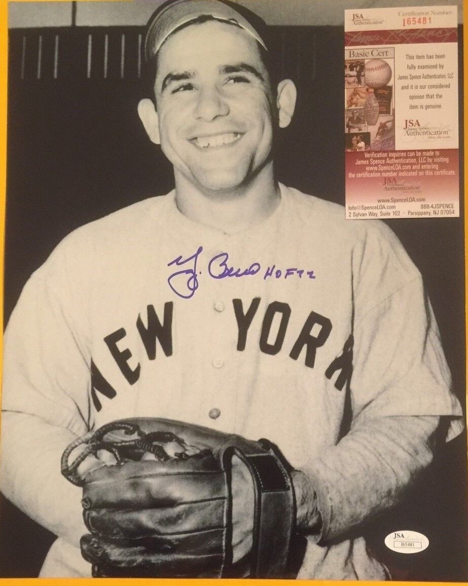 YOGI BERRA AUTOGRAPH 11X14 NEW YORK YANKEES Photo Poster painting W/HOF JSA CERTIFIED