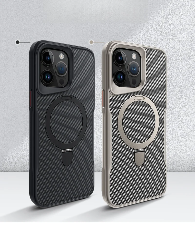 Carbon Fiber Magnetic Bracket Apple Phone Case