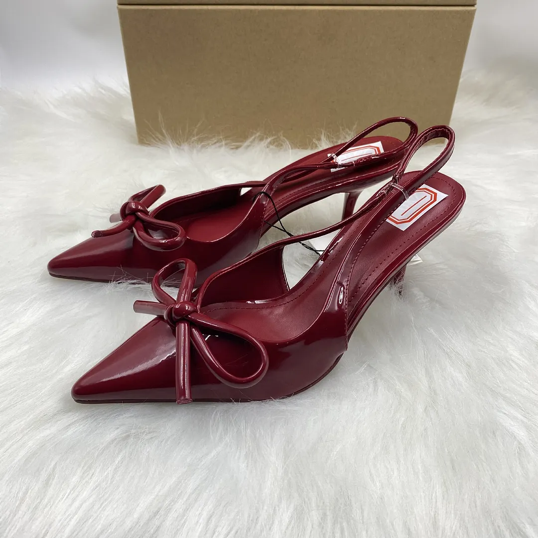 Breakj Breakj Spring New Pointed Bow Temperament High Heel Shoes Fashion After The Empty Single Shoe Woman