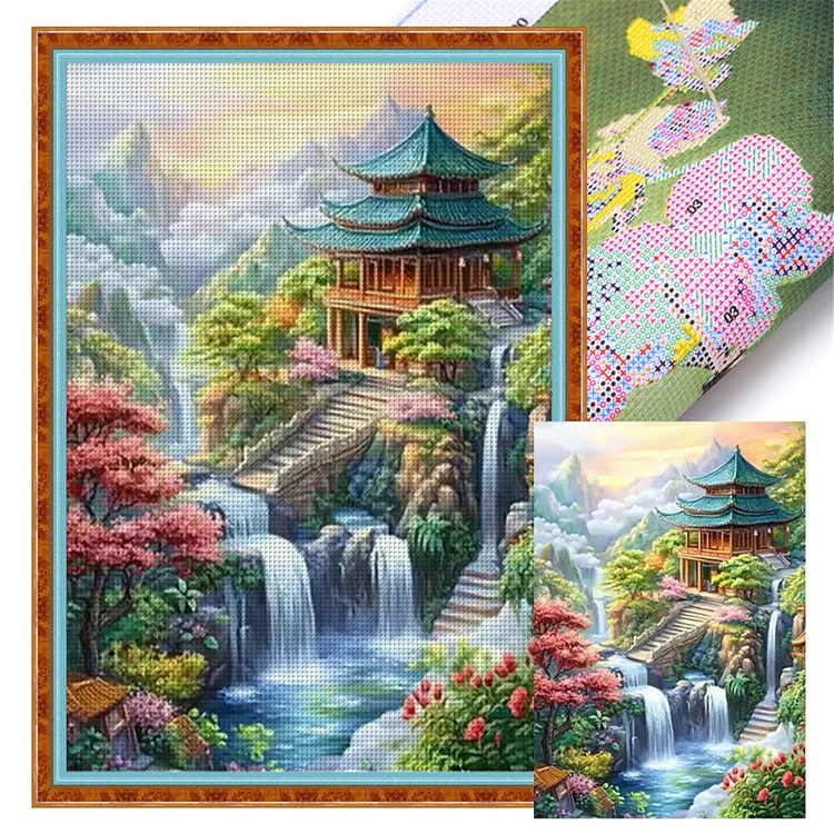 【Mona Lisa Brand-Cotton】Jiangnan Ancient Town - Summer 50*70cm 11CT Stamped Canvas Cross Stitch gbfke