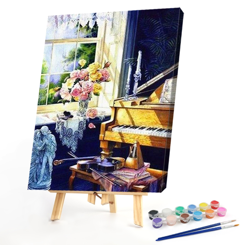 

40*50CM - Paint By Numbers - Piano Flowers, 501 Original