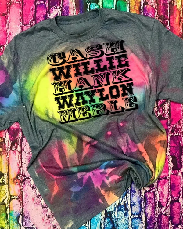 Country Music Tie-Dye Bleached Shirt