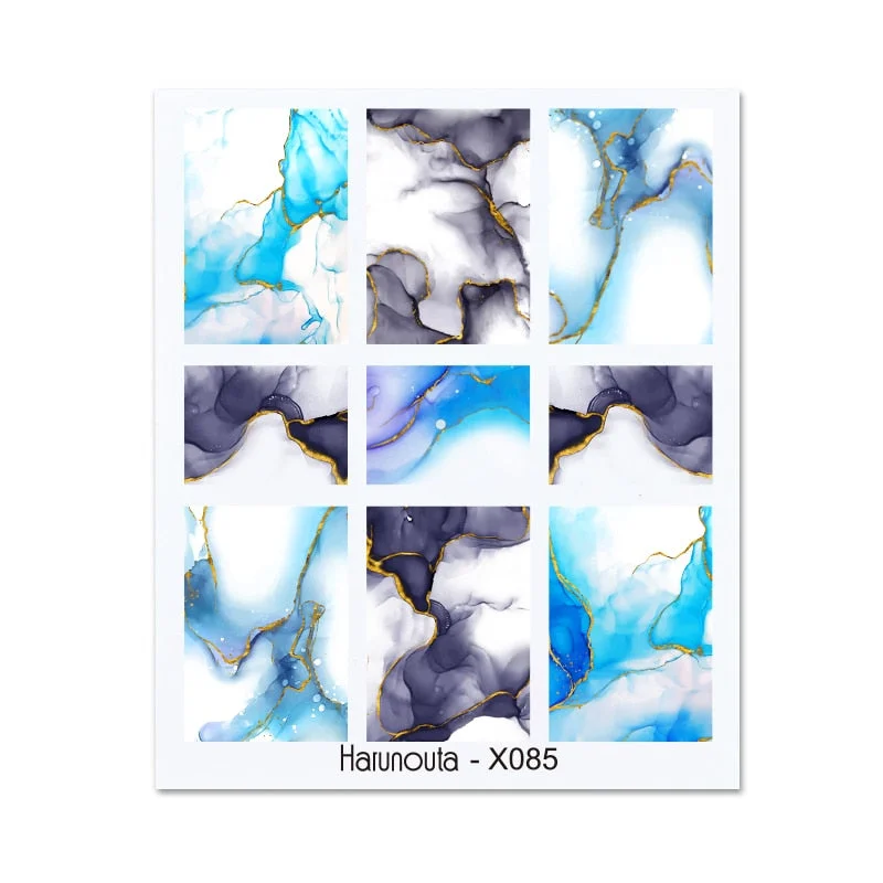 Ripple Marble Blooms Stickers For Nails Manicures Japanese Color Stitching Design Nails Art Stickers Adhesive Tape Decoration