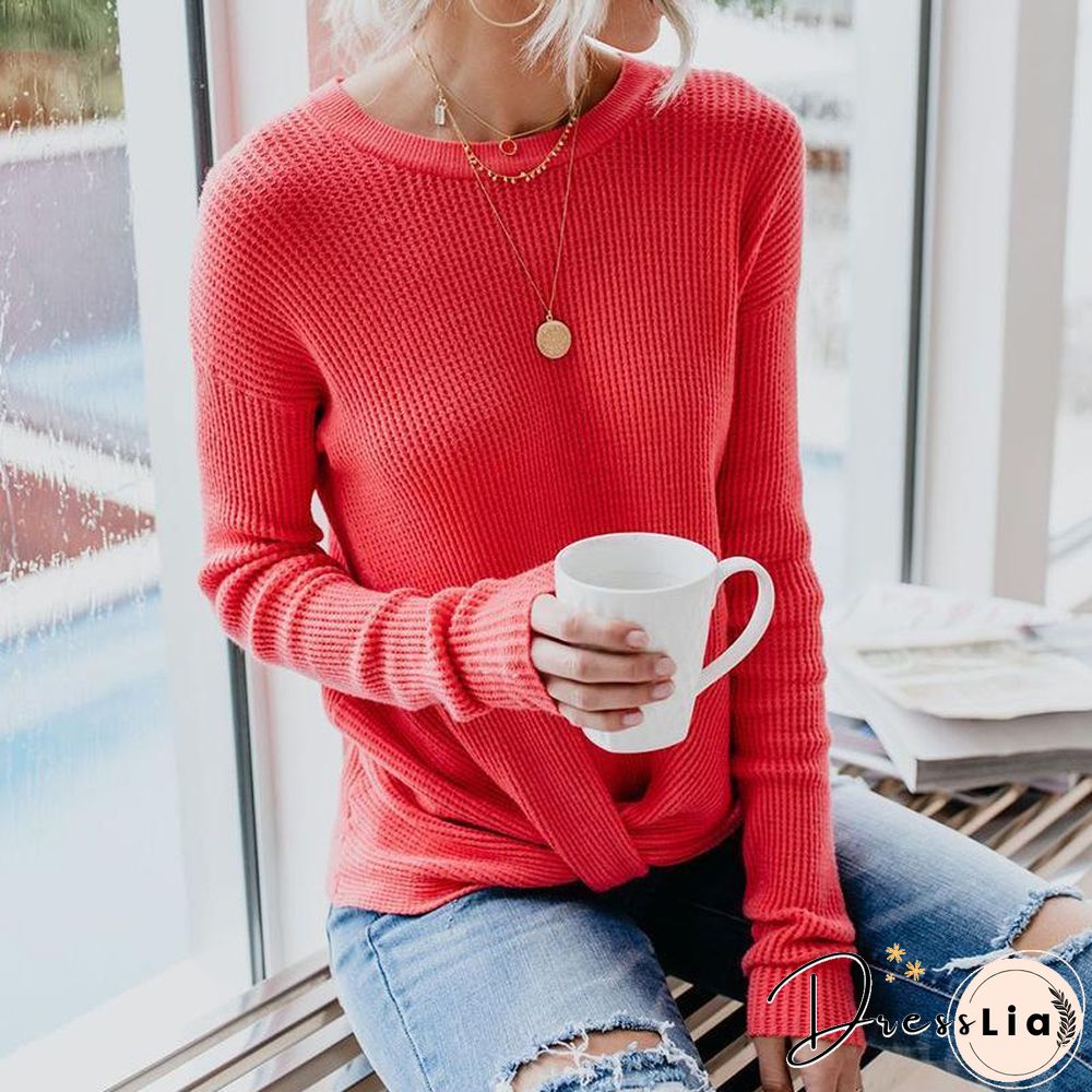 Round Neck Asymmetrical Sweater