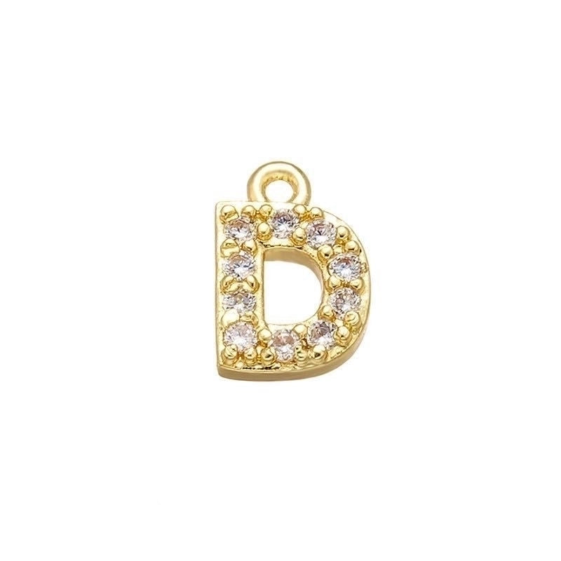 1 Piece 925 Sterling Silver Zircon 22K Gold Plated Rhodium Plated Letter Pendant Charms