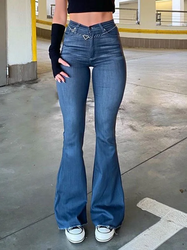 Washed Push Up Flare Leg Jeans