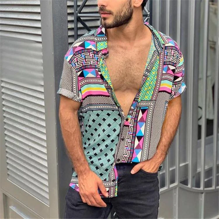 Black Casual Geometric Shirts & Tops