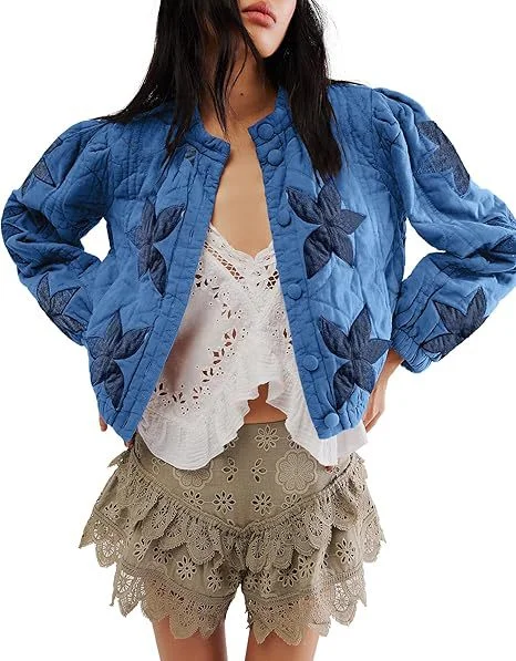 Nigikala Nigikala Autumn And Winter Explosion Embroidered Good Quality Washing Cotton Maple Leaf Embroidery Lady Coat Cotton Suit