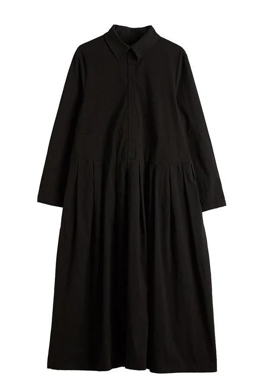 Plus Size Black Cotton Maxi Dress For Women