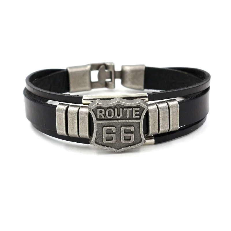 US Route 66 Leather Bracelet、、URBENIE