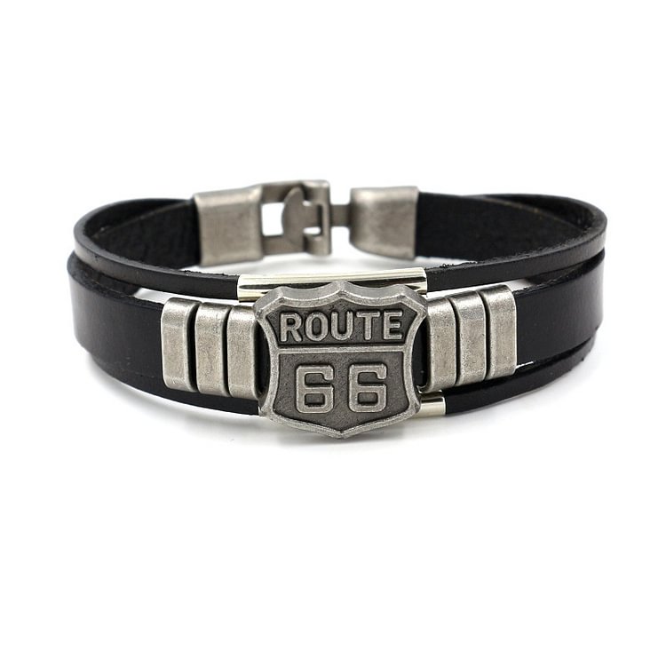 US Route 66 Leather Bracelet