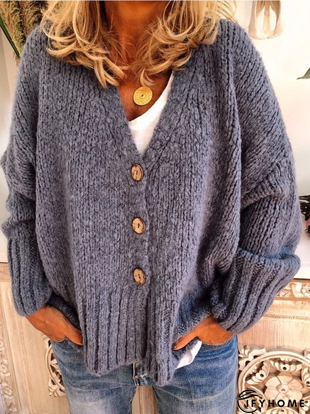 Women Buttoned Casual Cardigan Sweater | IFYHOME