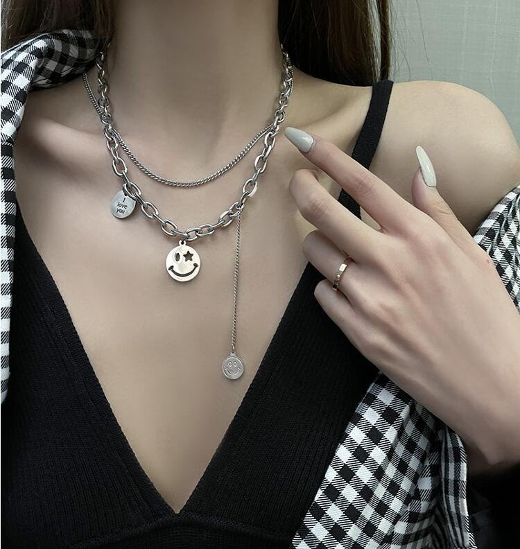 Minnieskull Hip Hop Style Smiling Face Chain Fashion Necklace - Minnieskull