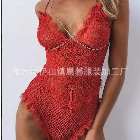 Churchf New Sexy Tight-In-Joined Lace Set 4 Color Eyelashes Hollow Sex Lingerie