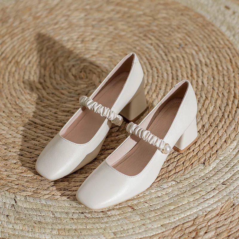 Tanguoant Tanguoant Hong Xin Shoes Factory Hepburn Women's Shoes High Heels Thick Heel Single Shoes Women's Head Baotou French Retro Mary Jane Women's Shoes