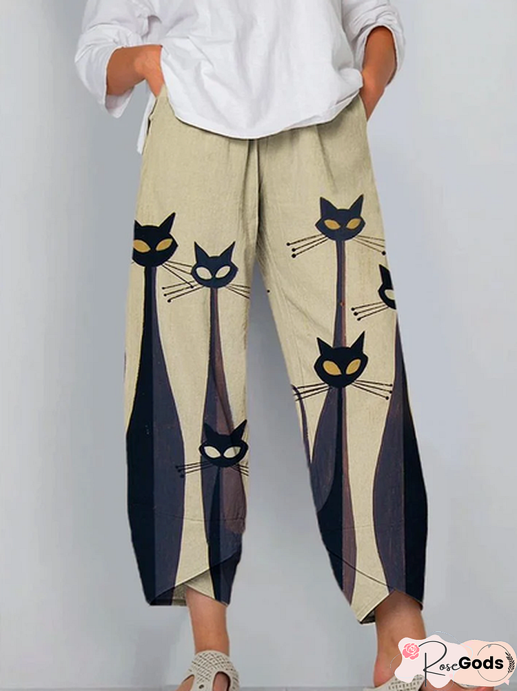 Loose Cat Casual Pants