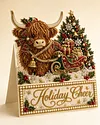 6pcs DIY Christmas Highland Bull Diamond Painting Christmas Greeting Card