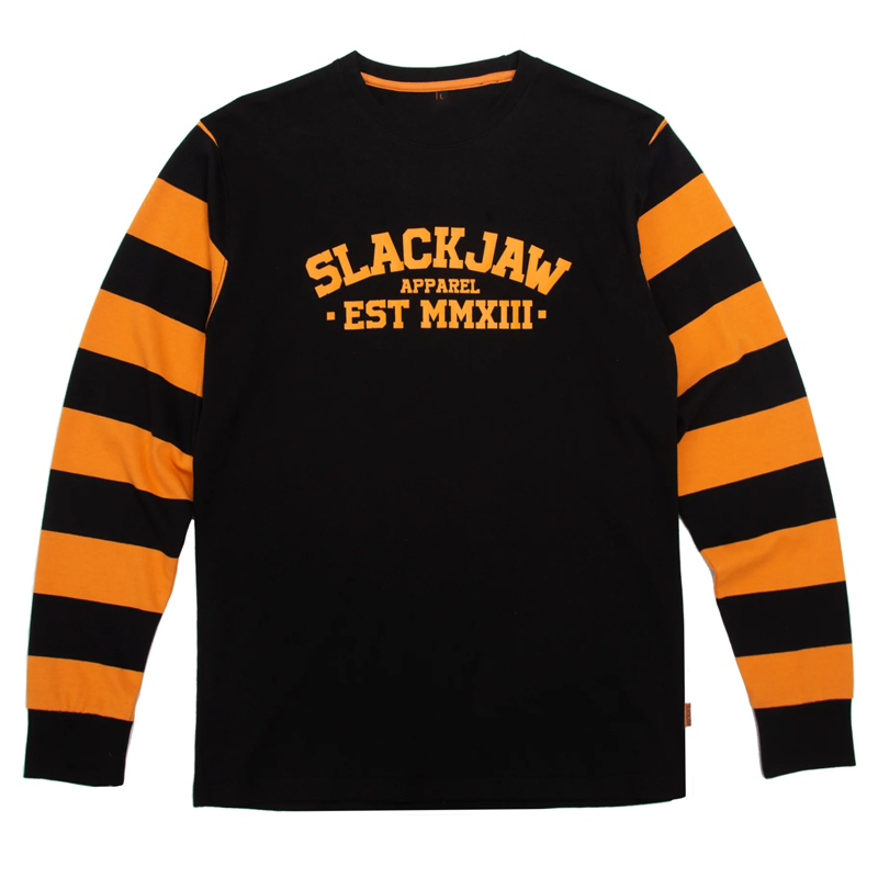 Retro Black And Yellow Striped Letter Print Sweatshirt