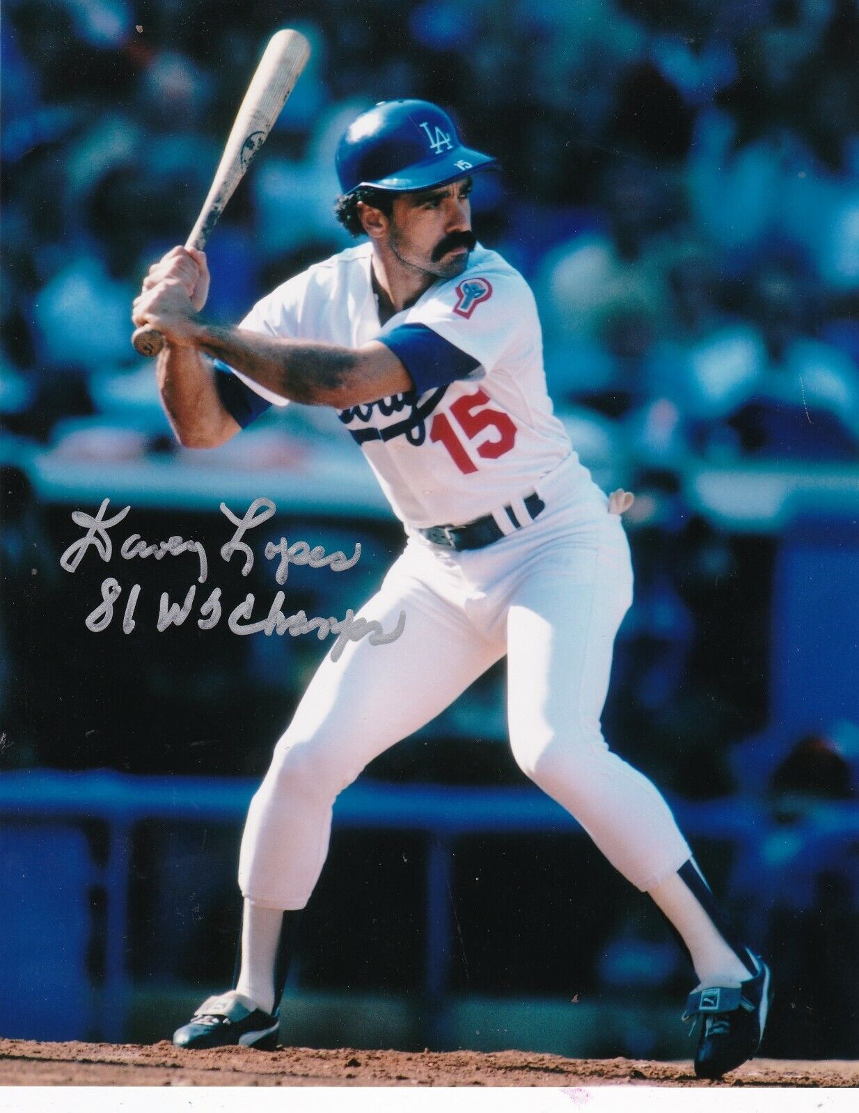 DAVEY LOPES LOS ANGELES DODGERS 81 WS CHAMPS ACTION SIGNED 8x10