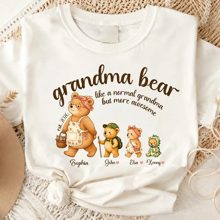 Personalized Grandma Bear T-Shirt with Grandkids&rsquo; Names