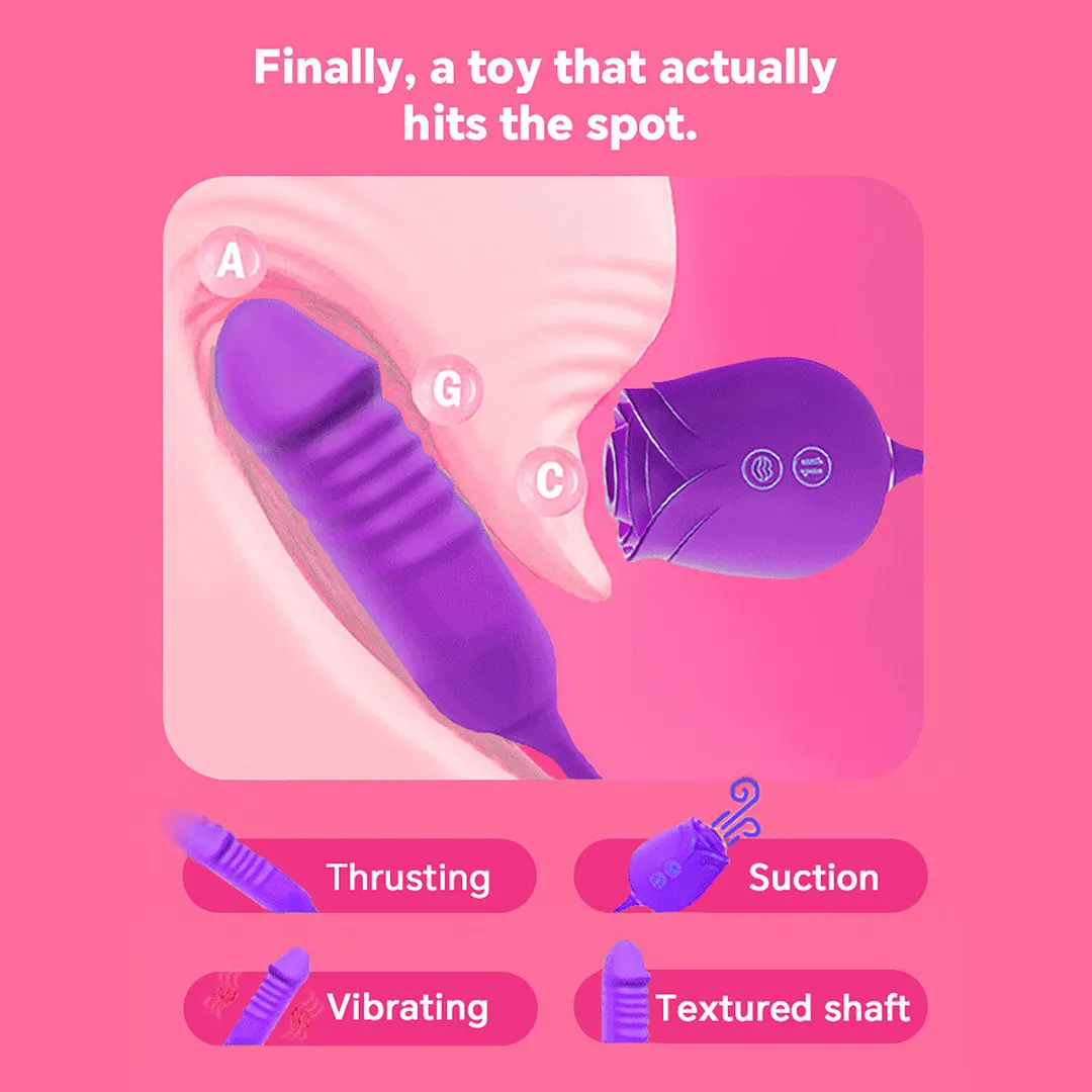 Upgraded Rose Clit Sucker & G-Spot Thrusting Vibrator