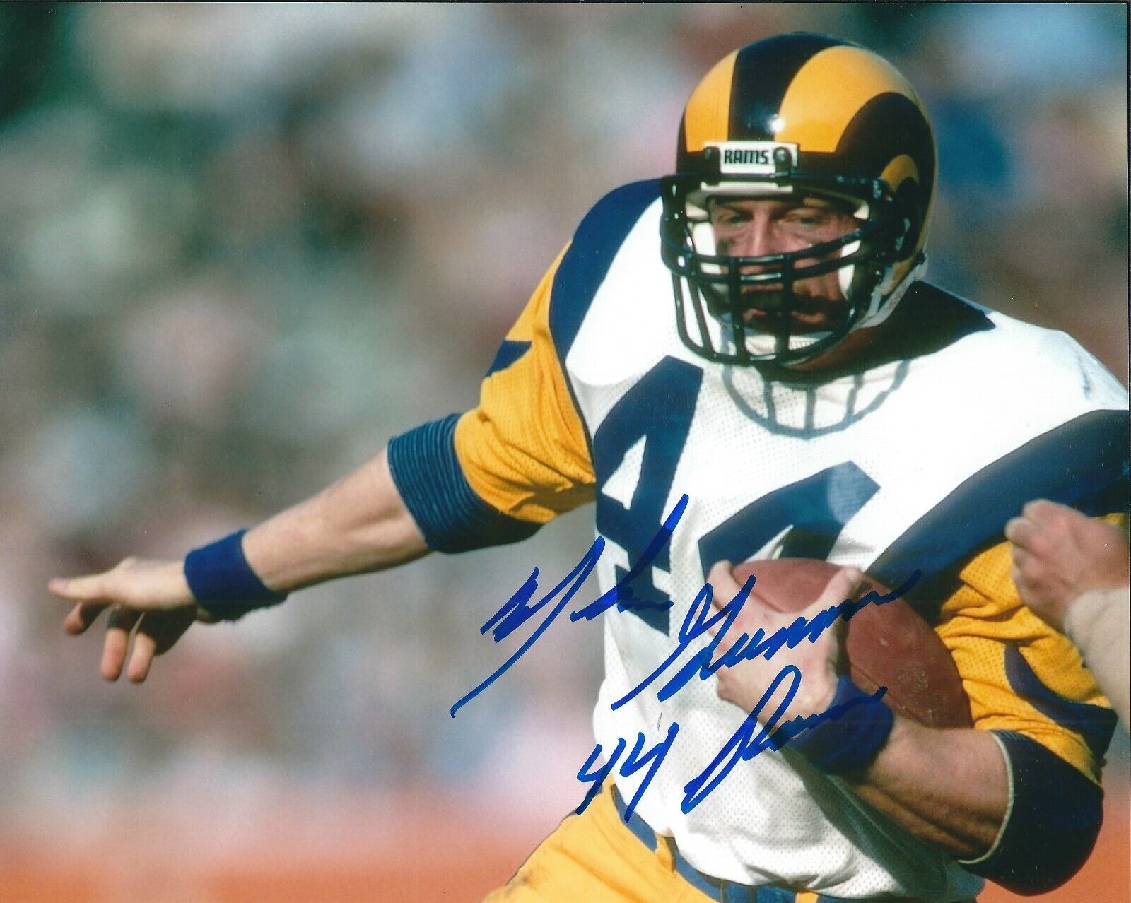 Autographed MIKE GUMAN Los Angeles Rams 8x10 Photo Poster painting w/COA