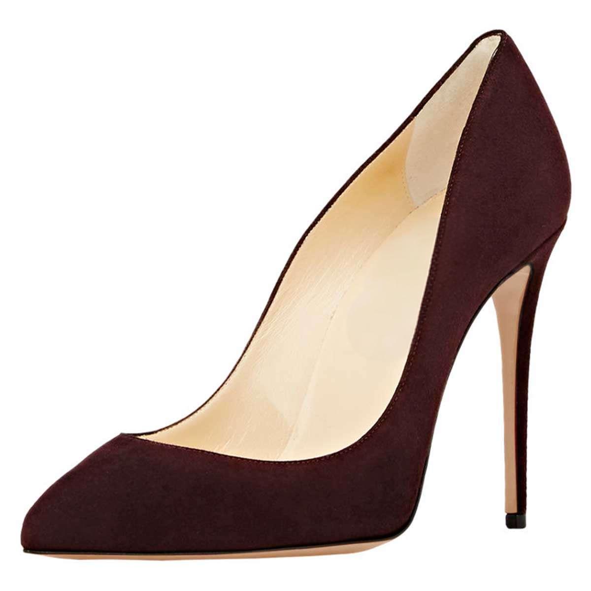 GOOSHOE Maroon Pointy Toe Stiletto Pumps for Office