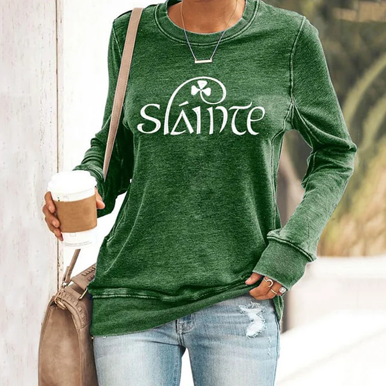 VChics Slainte St. Patrick's Day Print Sweatshirt